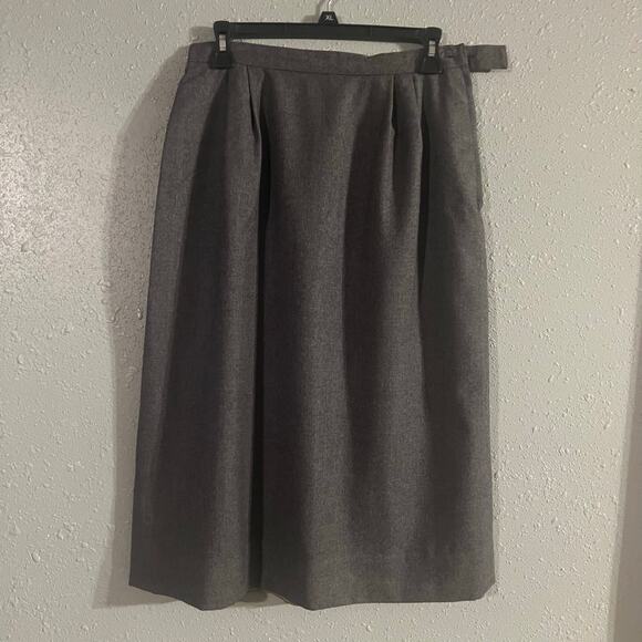 Vtg I. Magnin Women's Grey Wool Knee Length Skirt Sz10 Dark Feminine Elegant - Picture 1 of 11